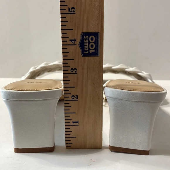 H&M (NEW) White Boho Faux Leather Braided Preppy Slides Kitten Heels Sandals 41 - Picture 8 of 10